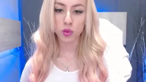 blond Seductive ladyboy Shows Off And jerk off Her large penis