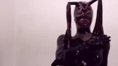 ebon tranny In Latex