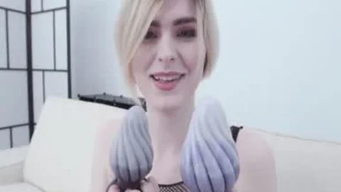 naughty Pale lady-man playgirl Testing fuck toys