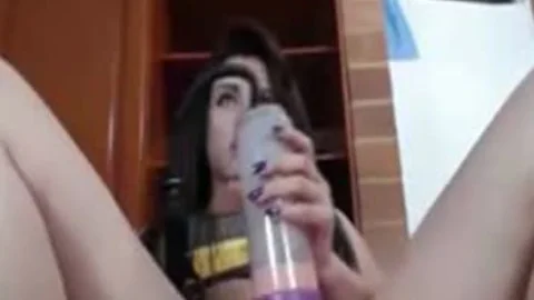 Beauty brunette hair Transgirl Jerking thick cock