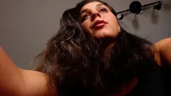 fascinating brunette hair Canadian lady-man Stroking Her knob Pov webcam