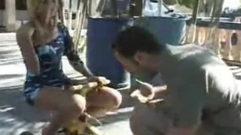 Steamy Sex With blond ladyboy Outdoor