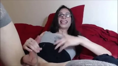 that babe Male Cums Her Own Face And Glasses