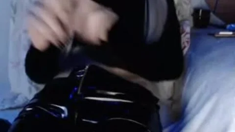 shemale In Latex Jerks biggest weenie