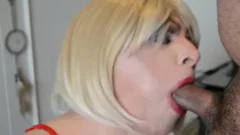 excited blond Crossdresser DP Unknown P
