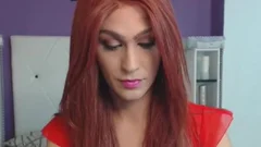 Skinny Redhead shemale Plays With 10-Pounder And Balls