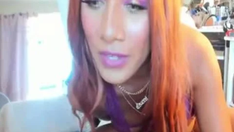 Redhead ebony tgirl slut Stroking Her cock