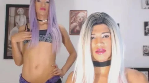 Two lustful t-girl Jerking And anal nailing