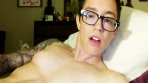 FTM Nerdy College twink Rubs His T-penis