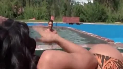 Bubble pooper brunette hair shemale pooper poked By The Pool