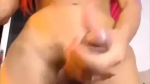 gorgeous ladyboy With Red Hair Masturbating