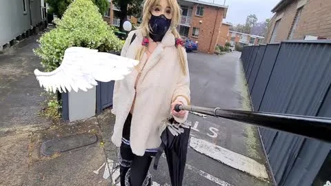 Exhibitionist skank Flashing In A Fur Coat By A Busy Road