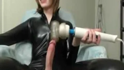Great 10-Pounder On Femboy In Latex Solo
