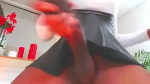 dark Transgirl Jerks Off Her Donkey dong Pov web camera