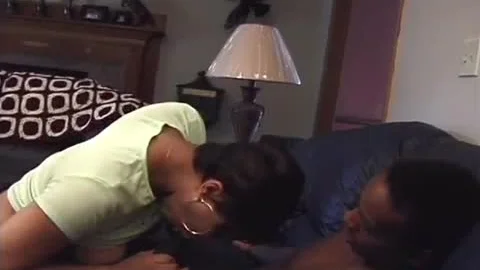 breasty Chocolate Skin tranny Sucks chap's Tool On The Sofa