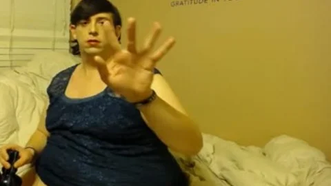 large sexy woman tranny Smokes, Masturbates And Tastes Her Own sperm