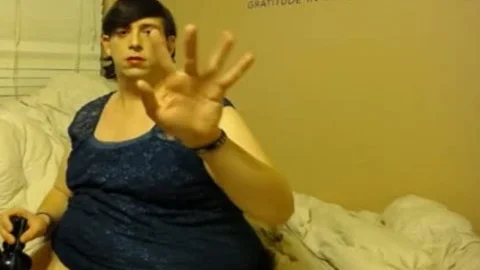 large sexy woman tranny Smokes, Masturbates And Tastes Her Own sperm