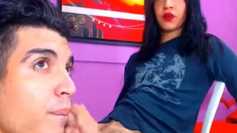 lad Slurps tranny biggest knob And Masturbates