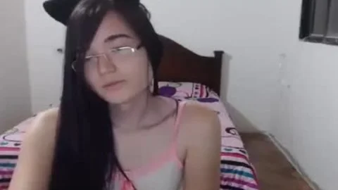 fine ladyboy With Glasses Masturbates All Alone