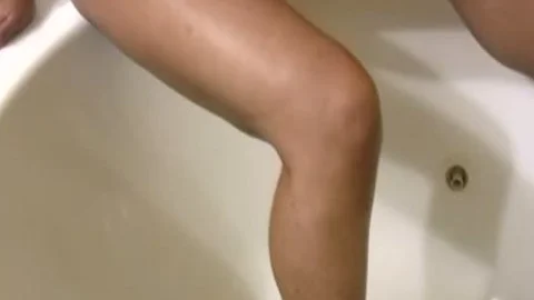 dark Skin legal age teenager shemale Plays With Her enormous dong In Bathtub