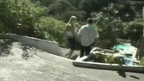 blond TS babe nails A lad Outdoor