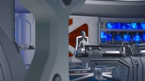 3d Alien Dickgirl bonks A beautiful ebon villein In Space Station