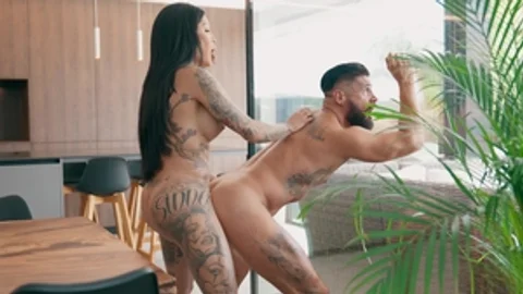 Trans Angels: Muscular Jett Bounces on Trans Babe’s Lap