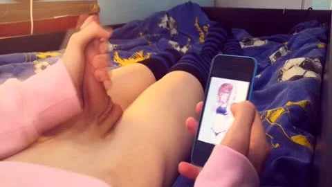 Femboy Has A horny Messy ball cream flow whilst Watching 18GB Of manga