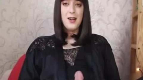 Russian teen tranny Vivian Stroking Her large penis On web camera