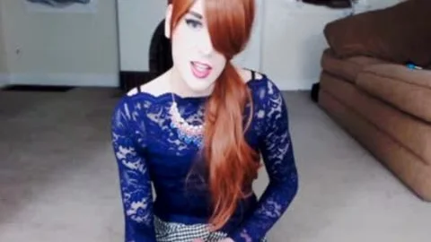 Redhead Crossdresser massive dick webcam