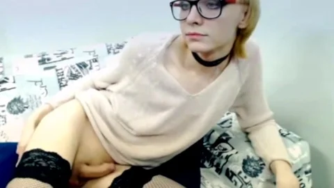 Ramming hard blond haired in lingerie live on cam