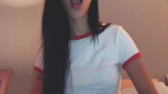 Nerdy sheboy With Glasses Masturbates Her big rod Showing wazoo hole