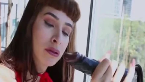 sleazy TS Alexa Scout Stuffs anal With black dildo