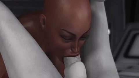 3d Alien Dickgirl bonks A beautiful ebon villein In Space Station