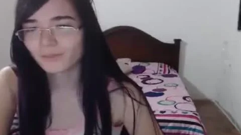 horny tgirl With Glasses Masturbates All Alone
