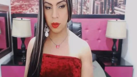 yummy tranny stroking Her large penis So Hard On cam