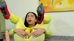 TS Yasmin Dornelles Milks every Drop Out Of Her enormous Shaft while Riding dildo