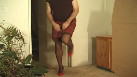 cum On hi Heel Shoes Wearing Sheer pants With Feminine Pad