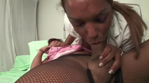 TRV666: Sultry Nurse Takes Care Of Two T-Girls
