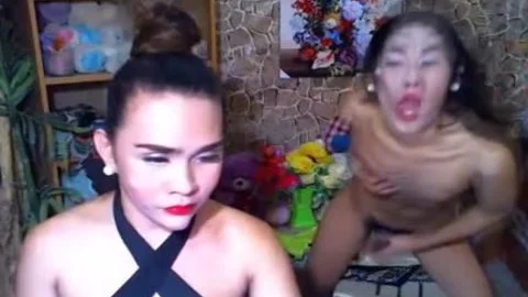 Two oriental lady-man likes To stroking