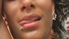 ebony transsexual In Red stockings Fondles shlong