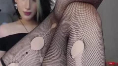 yummy sexy shemale stroking On web camera Part 6