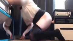 T-girl playing with toys solo