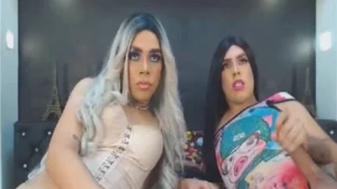 couple tgirl skanks boned And Sucked Hard knob