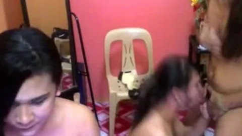 a-hole Licking And rod engulfing ladyboy 3some
