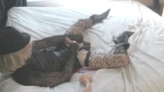 Leggy CD strips, Uses ass toy And cums On thellos chabr Boot AndFoot