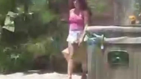 Lonely gal Plays Outdoor