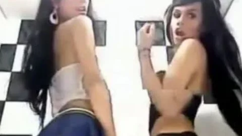 Two charming sheboys In delicious lingerie webcam Show