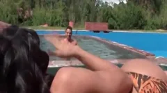 Bubble pooper brunette hair shemale pooper poked By The Pool
