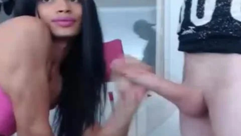 sexy Fit ladyboy Face To Face On White ramrod